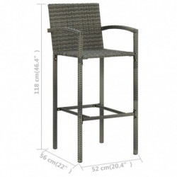 Barhocker 4 Stk. Grau Poly Rattan