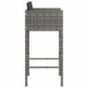 Barhocker 4 Stk. mit Kissen Grau Poly Rattan