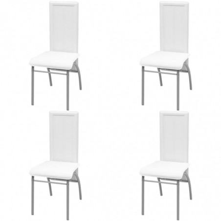 Esszimmerstühle 4 Stk. Weiß Kunstleder