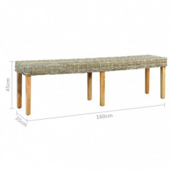 Sitzbank 160 cm Natur Kubu-Rattan und Massivholz Mango