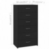 Sideboard mit 6 Schubladen Schwarz 50 x 34 x 96 cm Spanplatte