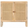 Sideboard 80 x 30 x 73 cm Mango Massivholz und Naturgeflecht