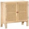 Sideboard 80 x 30 x 73 cm Mango Massivholz und Naturgeflecht