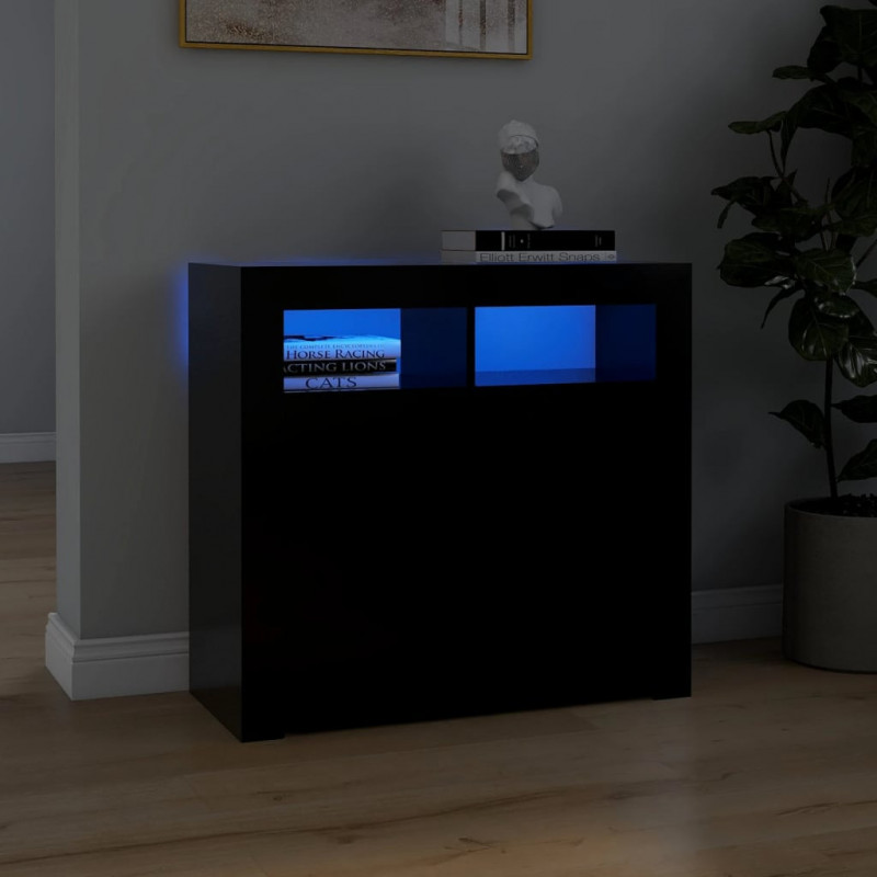 Sideboard mit LED-Leuchten Schwarz 80x35x75 cm