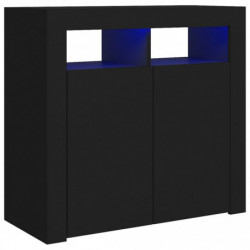 Sideboard mit LED-Leuchten Schwarz 80x35x75 cm