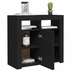 Sideboard mit LED-Leuchten Schwarz 80x35x75 cm