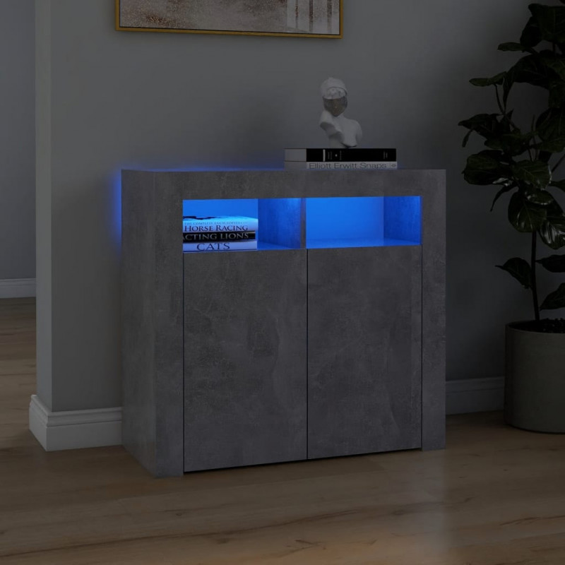 Sideboard mit LED-Leuchten Betongrau 80x35x75 cm