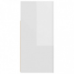 Sideboard mit LED-Leuchten Hochglanz-Weiß 80x35x75 cm