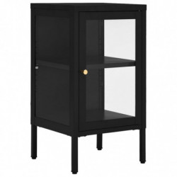 Sideboard Schwarz 38x35x70 cm Stahl und Glas