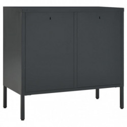 Sideboard Anthrazit 75x35x70 cm Stahl und Hartglas