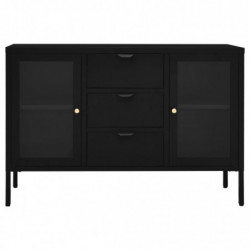 Sideboard Schwarz 105x35x70 cm Stahl und Hartglas