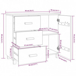 Sideboard Honigbraun 90x40x80 cm Massivholz Kiefer