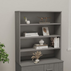 Highboard-Aufsatz Hellgrau 90x30x100 cm Massivholz Kiefer