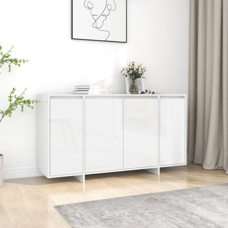 Sideboard Hochglanz-Weiß 135x41x75 cm Spanplatte