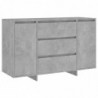 Sideboard mit 3 Schubladen Betongrau 120x41x75 cm Spanplatte