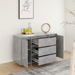 Sideboard mit 3 Schubladen Betongrau 120x41x75 cm Spanplatte