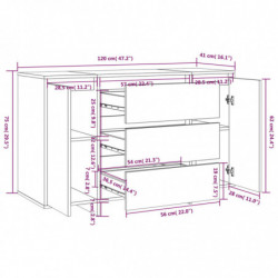 Sideboard mit 3 Schubladen Betongrau 120x41x75 cm Spanplatte