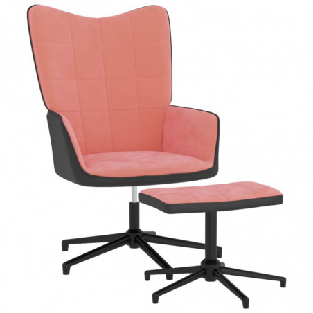 Relaxsessel mit Hocker Rosa Samt und PVC