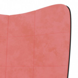 Relaxsessel mit Hocker Rosa Samt und PVC