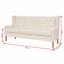 Sofa-Set 2-tlg. Stoff Cremeweiß