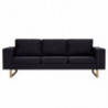 3-Sitzer-Sofa Stoff Schwarz