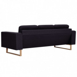 3-Sitzer-Sofa Stoff Schwarz