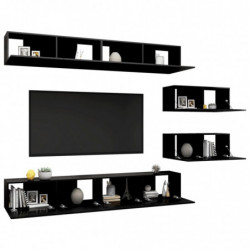 6-tlg. TV-Schrank-Set Schwarz Spanplatte