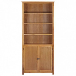 Bücherregal mit 2 Türen 90x30x200 cm Massivholz Eiche