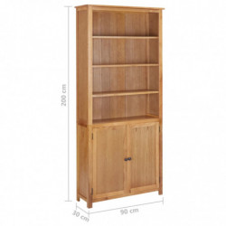 Bücherregal mit 2 Türen 90x30x200 cm Massivholz Eiche