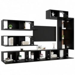 7-tlg. TV-Schrank-Set Schwarz Spanplatte