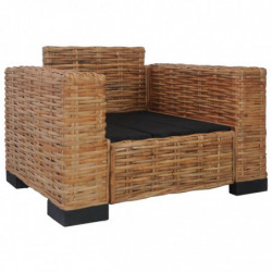 Sessel mit Auflagen Natur Rattan