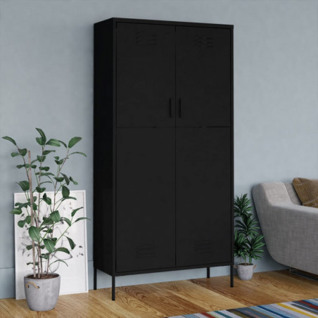 Kleiderschrank Schwarz 90x50x180 cm Stahl