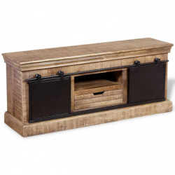 TV-Schrank mit 2 Schiebetüren Mangoholz Massiv 110x30x45 cm