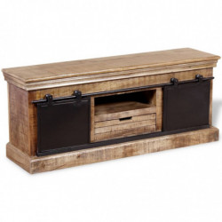 TV-Schrank mit 2 Schiebetüren Mangoholz Massiv 110x30x45 cm