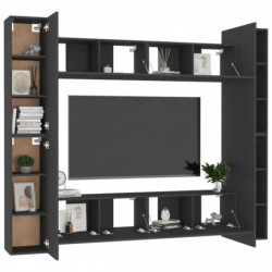 8-tlg. TV-Schrank-Set Schwarz Spanplatte