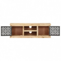 TV-Schrank mit Stahltüren 120x30x40 cm Mango Massivholz