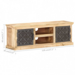 TV-Schrank mit Stahltüren 120x30x40 cm Mango Massivholz