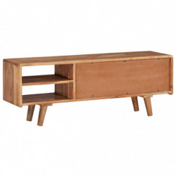 TV-Schrank Akazienholz Massiv Geschnitzte Türen 117x30x40 cm