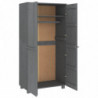 Kleiderschrank Dunkelgrau 89x50x180 cm Massivholz Kiefer