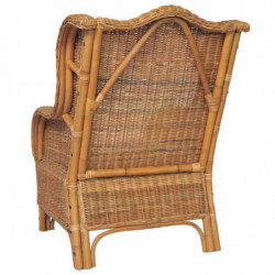 Sessel mit Kissen Hellbraun Natur-Rattan und Leinen