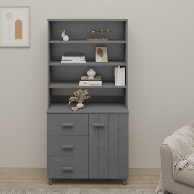 Highboard Massivholz Kiefer Dunkelgrau