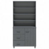 Highboard Massivholz Kiefer Dunkelgrau