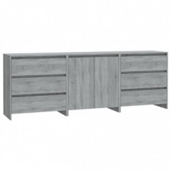 3-tlg. Sideboard Grau Sonoma Holzwerkstoff