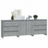 3-tlg. Sideboard Grau Sonoma Holzwerkstoff