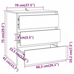 3-tlg. Sideboard Räuchereiche Holzwerkstoff