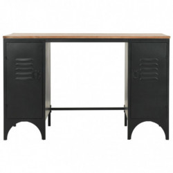 Schreibtisch mit Ständer Tannenholz Massiv und Stahl 120x50x76 cm
