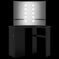 Eck-Schminktisch mit LED Schwarz 111x54x141,5 cm