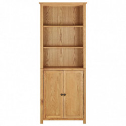 Bücherregal mit 2 Türen 70x30x180 cm Massivholz Eiche