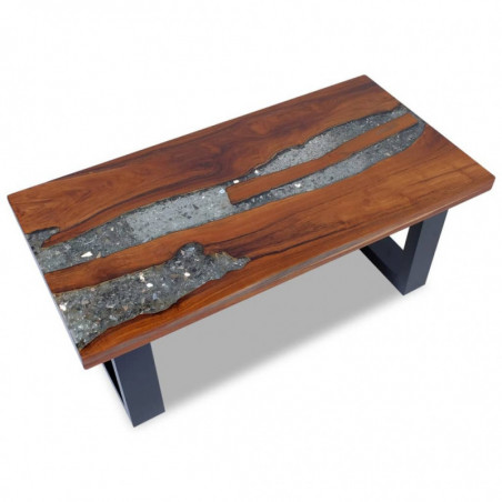 Couchtisch Teak Harz 100x50 cm