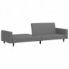 Schlafsofa 2-Sitzer mit Fußhocker Grau Kunstleder